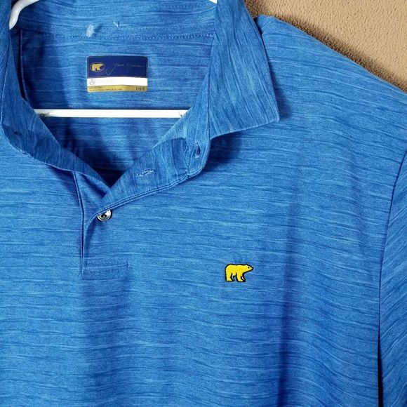 Jack Nicklaus Golden Bear Logo Mens Staydri Polo Golf Shirt Blue L - Picture 1 of 8